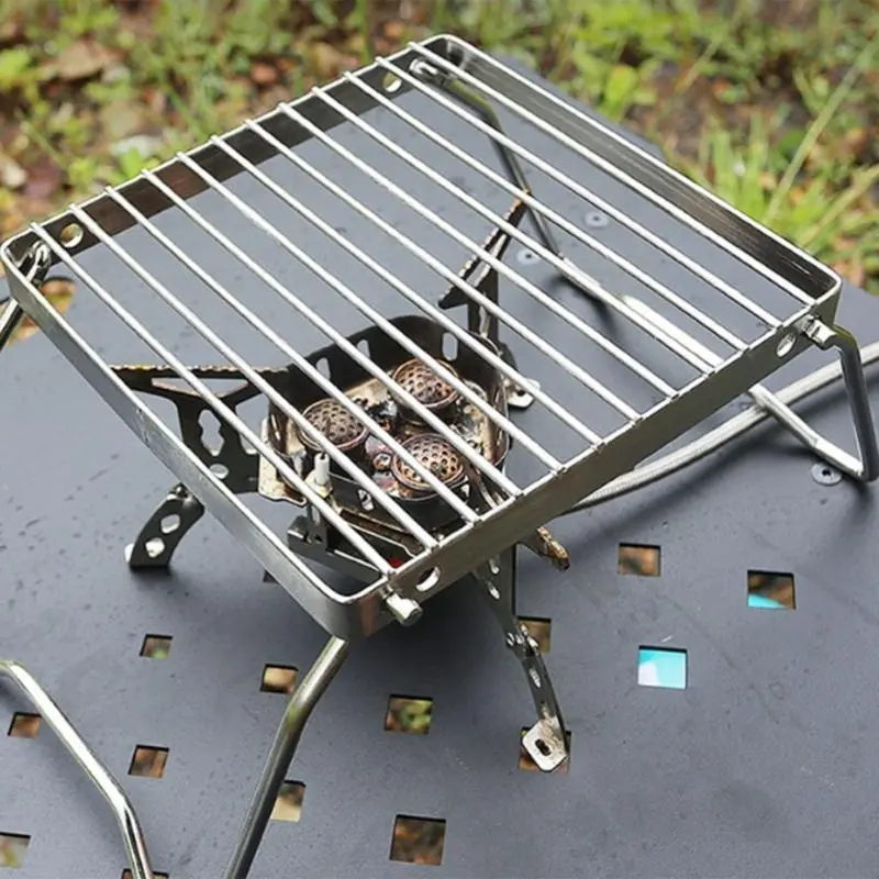 Stainless Steel Camping Stove Grill Rack Portable Camp Cooking Racks Barbecue Grill Table Folding Campfire Grill