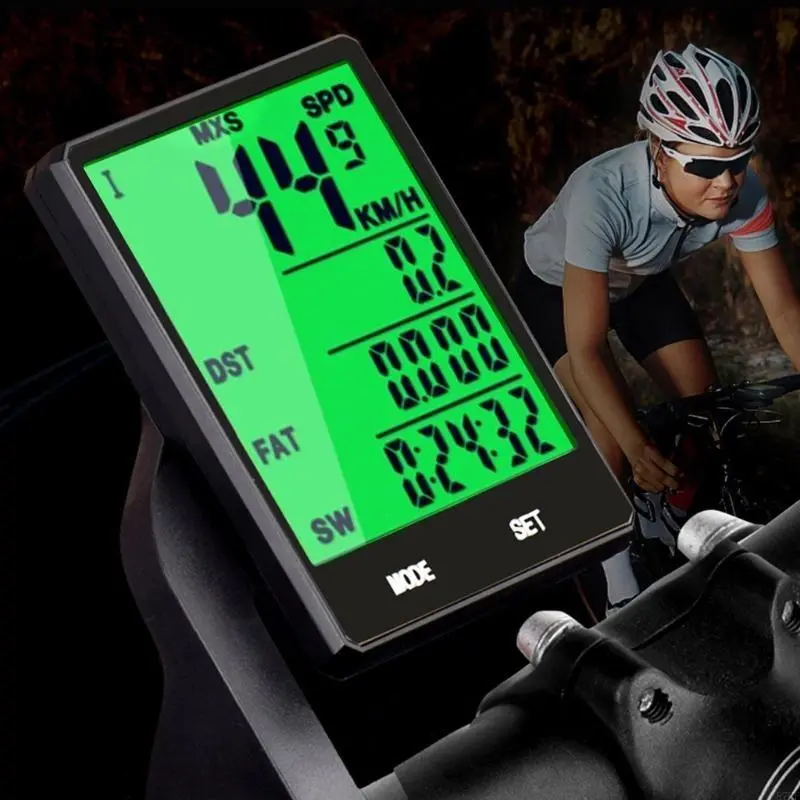Cycling Speedometer Accurate Data Recording Water Resistant Big Screen Odometers