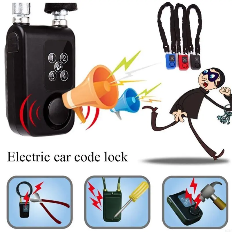 Electric Bike Cable Lock with Remote Control Keyless Bike Lock Sound Alarm Anti-theft Stainless Steel Cable Cut-proof