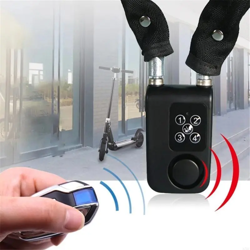Electric Bike Cable Lock with Remote Control Keyless Bike Lock Sound Alarm Anti-theft Stainless Steel Cable Cut-proof