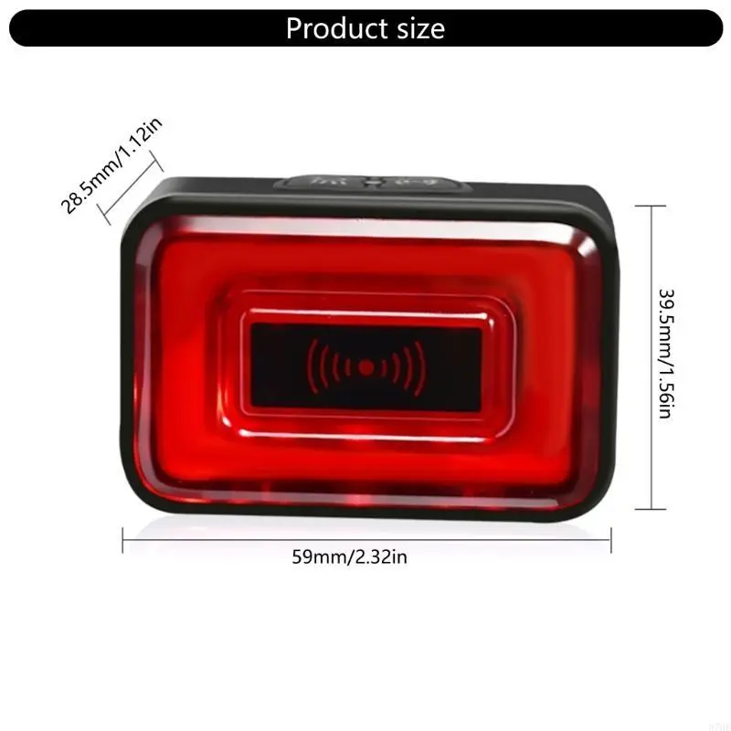 Taillight IPX64 Watertight Bike Rear Light with Visual Alerts for Night Ridings