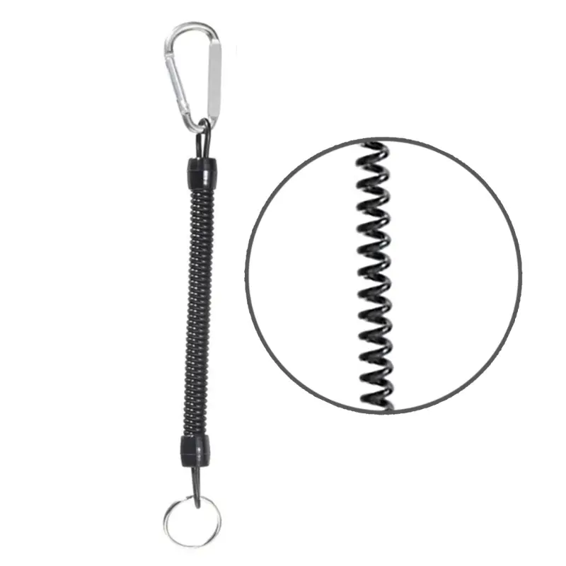 5Pcs Coiled Fishing Lanyards with Carabiner Safety Fishing Tool Rope Coiled Tethers for Fishing Hunting Hikings Boatings