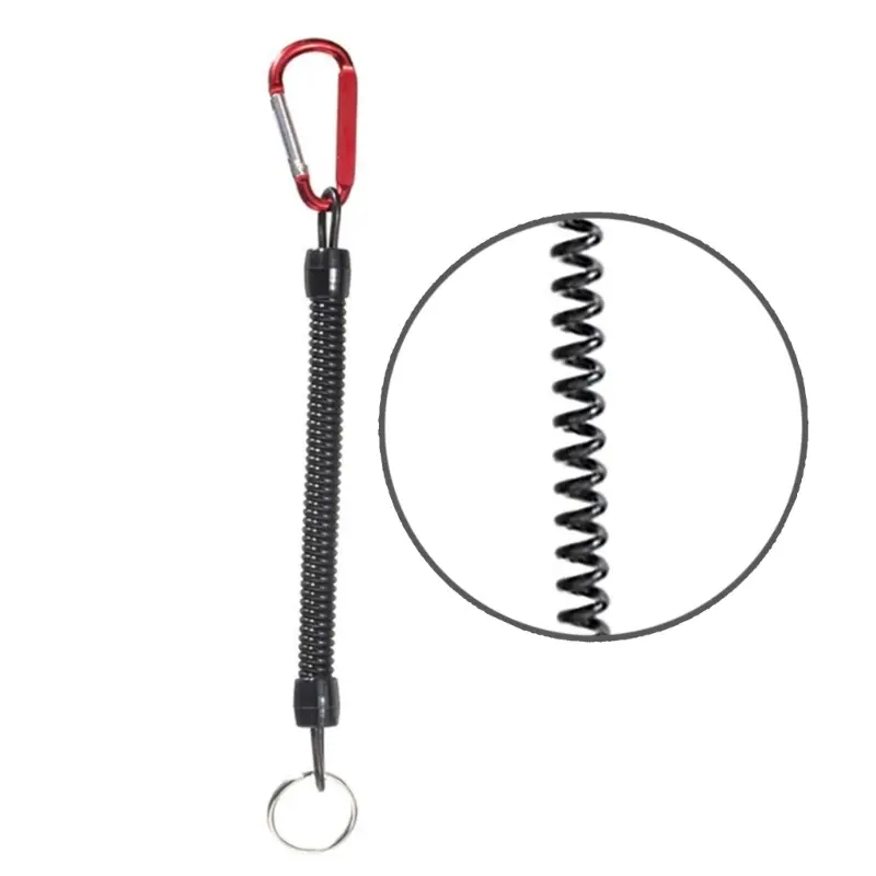 5Pcs Coiled Fishing Lanyards with Carabiner Safety Fishing Tool Rope Coiled Tethers for Fishing Hunting Hikings Boatings