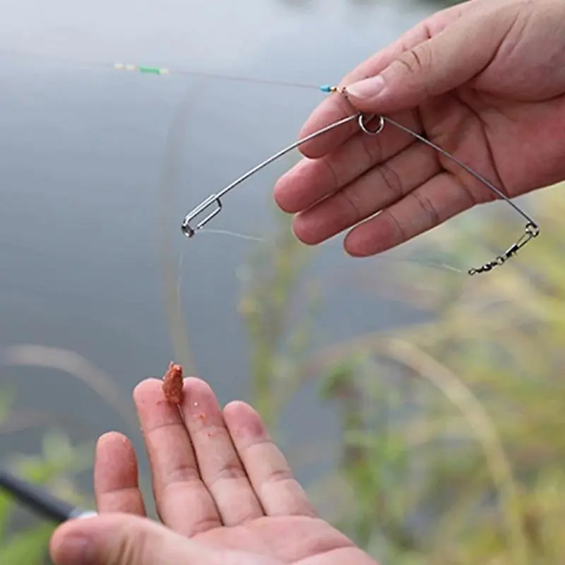 Automatic Fish Hook Device Stainless Steel Spring Loaded Ice Fishing Hook