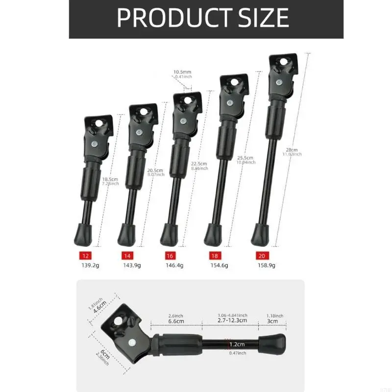 Kickstand Parking Stand Cycling Foot Bracket for Kids Bicycles, with Nonslip Tip