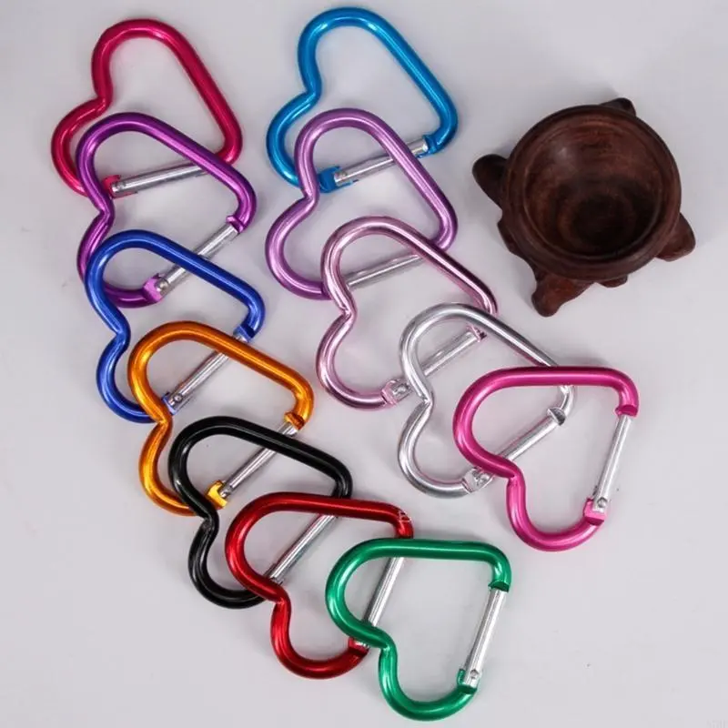 Heart Hooks Carabiner Hook Clip Key Holder Aluminum Alloy Keychain Clips for Outdoor Traveling Walking