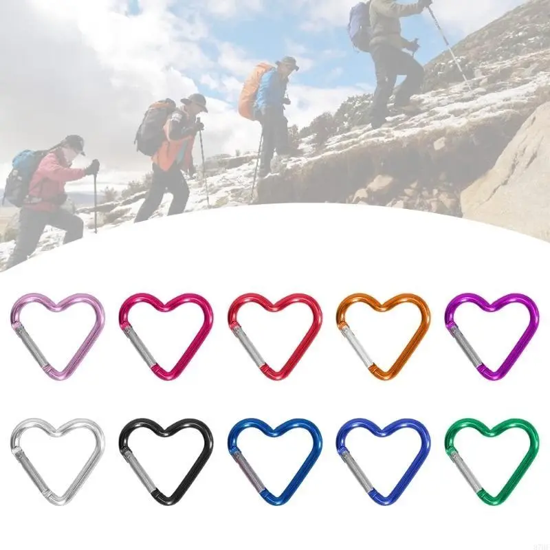 Heart Hooks Carabiner Hook Clip Key Holder Aluminum Alloy Keychain Clips for Outdoor Traveling Walking