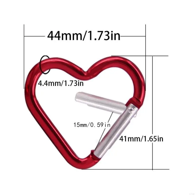 Heart Hooks Carabiner Hook Clip Key Holder Aluminum Alloy Keychain Clips for Outdoor Traveling Walking