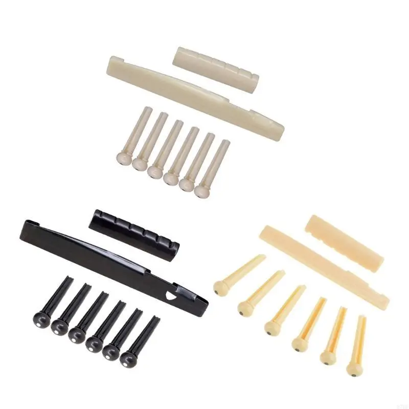 6 Strings Guitar Bridge Pins, Saddle Nut Acoustic Tailpiece Plastic Guitar Accessories for 6 String Replacements