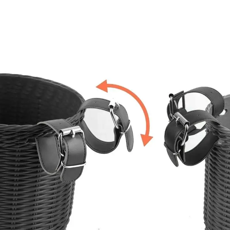 Childrens Bicycles Front Basket Plastic Bikes Baskets with Adjustable Belt Handlebars Storage Container Easy to Install