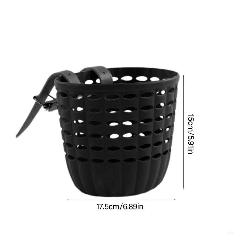 Childrens Bicycles Front Basket Plastic Bikes Baskets with Adjustable Belt Handlebars Storage Container Easy to Install