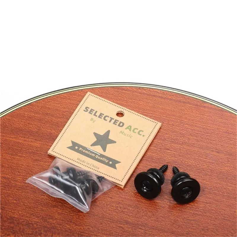 Set of 2 Guitar Strap Locks Antislip Buttons Metal Strap Lock Buttons Guitar Strap Buttons for Electric Guitar and Bass