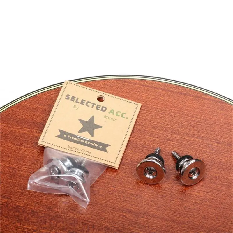 Set of 2 Guitar Strap Locks Antislip Buttons Metal Strap Lock Buttons Guitar Strap Buttons for Electric Guitar and Bass