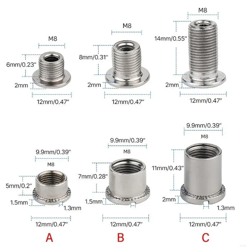 5Pcs Single Double Triple Bike Chainring Bolts with Multiple Size Options