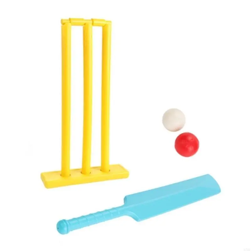 Kids Cricket Set Plastic Cricket Bat with 2 Balls & Stumps Backyard Sports Game