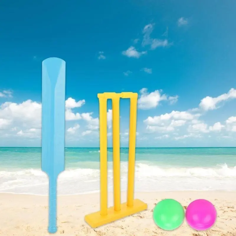 Kids Cricket Set Plastic Cricket Bat with 2 Balls & Stumps Backyard Sports Game