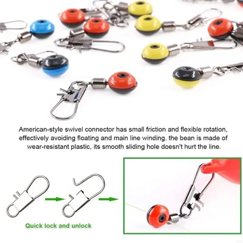50Pcs Fishing Space Bean Clip Connector Stainless Steel Fishing with Interlock for Rigging Float Positioning