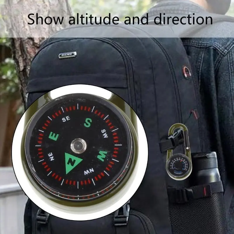 Multifunctional Carabiner with Compasses & Thermometers Hook keychains Outdoor Climbing Survival Tool Easy to Use