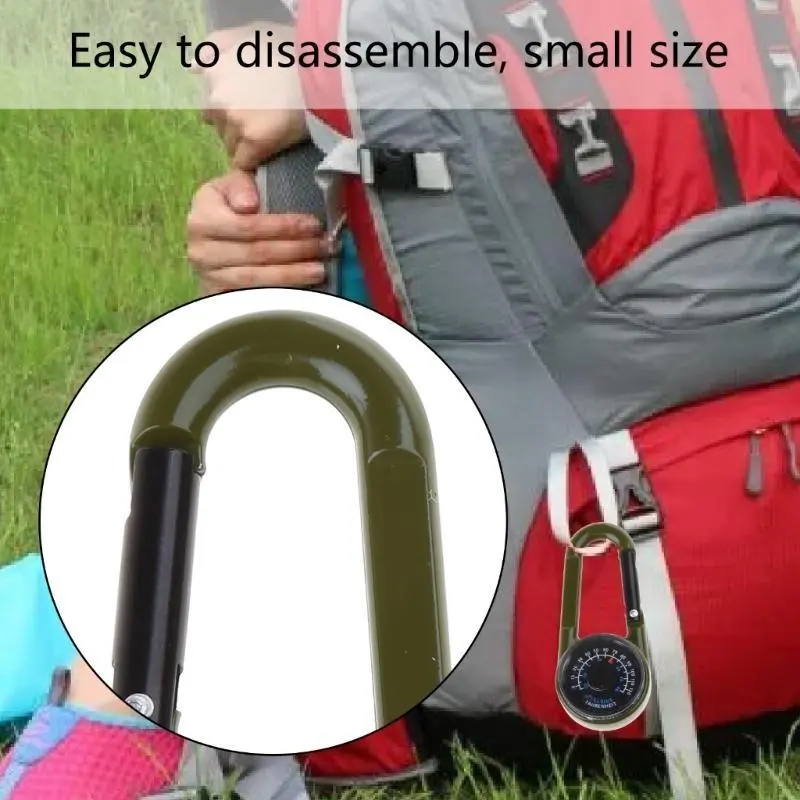 Multifunctional Carabiner with Compasses & Thermometers Hook keychains Outdoor Climbing Survival Tool Easy to Use