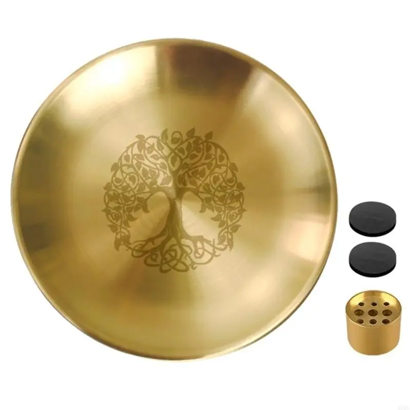 Pagans Ritual Tray Stainless Steel Altar Tree Pattern Plate Unique Table Decoration Holder Incenses Burners