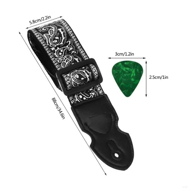Adjustable Guitar Strap Embroidery Shoulder Strap Leathers End Guitar Straps