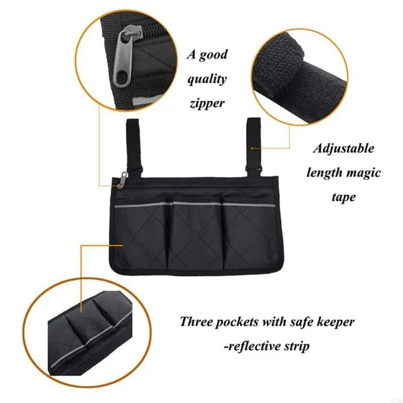 Multifunctional Waterproof Wheelchair Side Storage Bag for Walkers, Rollator, for Butterfly Scooter