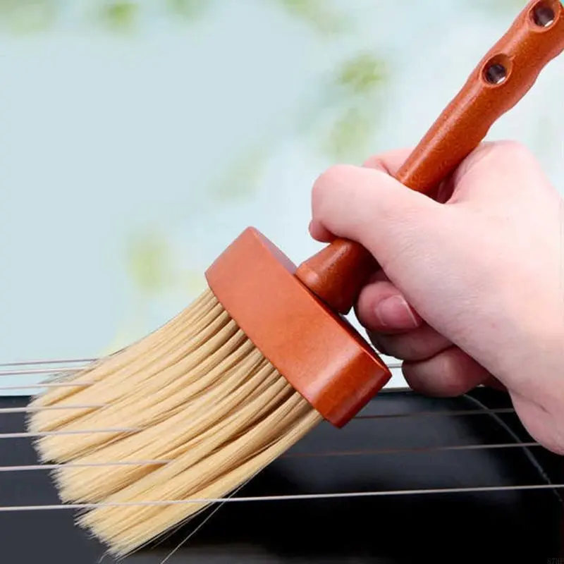 Wooden Handled String Cleaner Handle Tools Guzheng Musical Violin Cleaning Brush