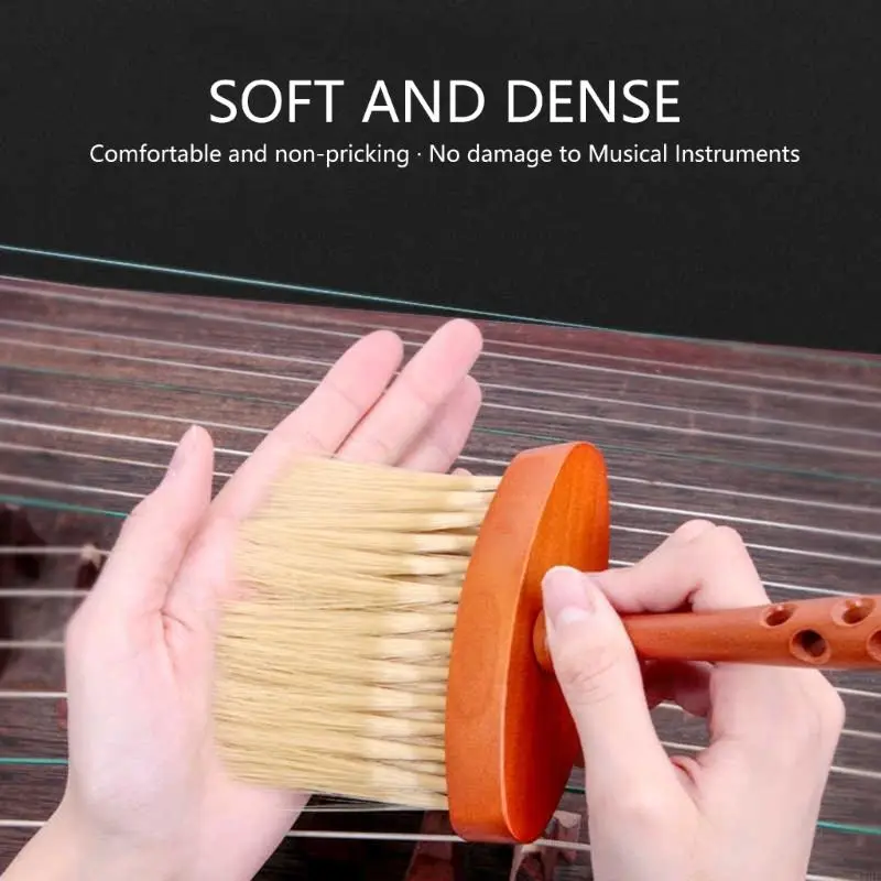Wooden Handled String Cleaner Handle Tools Guzheng Musical Violin Cleaning Brush