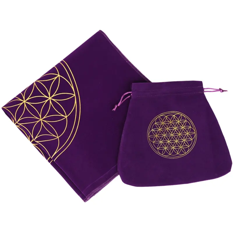 Altar Tarot Cards Tablecloth Constellation Flower of Life Mat Astrology Divination Cloth Board Game Card Pad Flannel Storage Bag