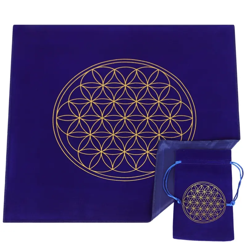 Altar Tarot Cards Tablecloth Constellation Flower of Life Mat Astrology Divination Cloth Board Game Card Pad Flannel Storage Bag