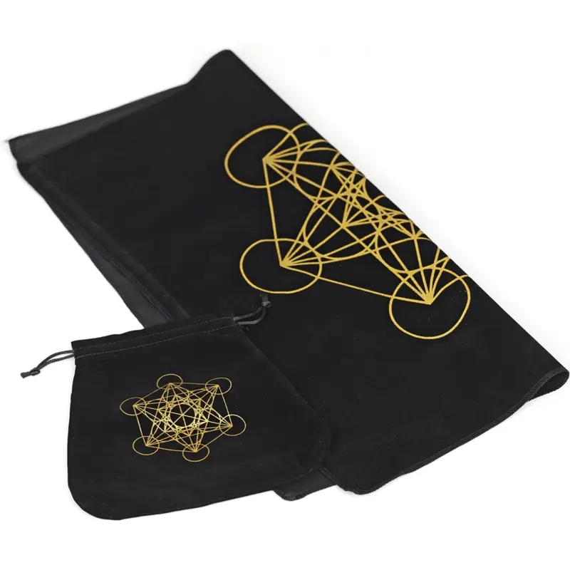 Altar Tarot Cards Tablecloth Constellation Flower of Life Mat Astrology Divination Cloth Board Game Card Pad Flannel Storage Bag