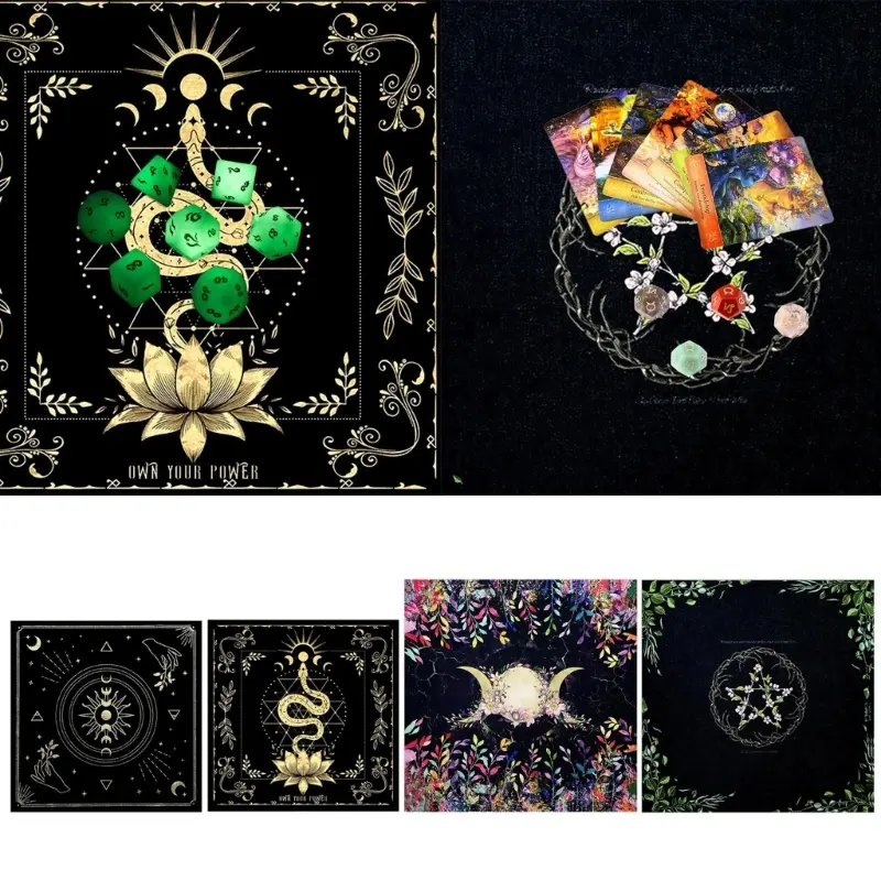 Own Your Power Altar Cloth Moon Phase Snake Tarot Cloth for Spread Tarot Reading Cloth Rune Divination Witch Wiccan Table Games