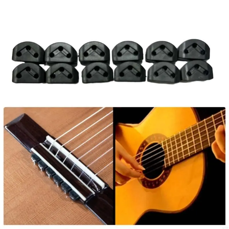 12Pcs Guitar String Bridge Beads String Fasteners for Classical Guitars 3 Hole Plastic Guitar String Ties Bridge Beads