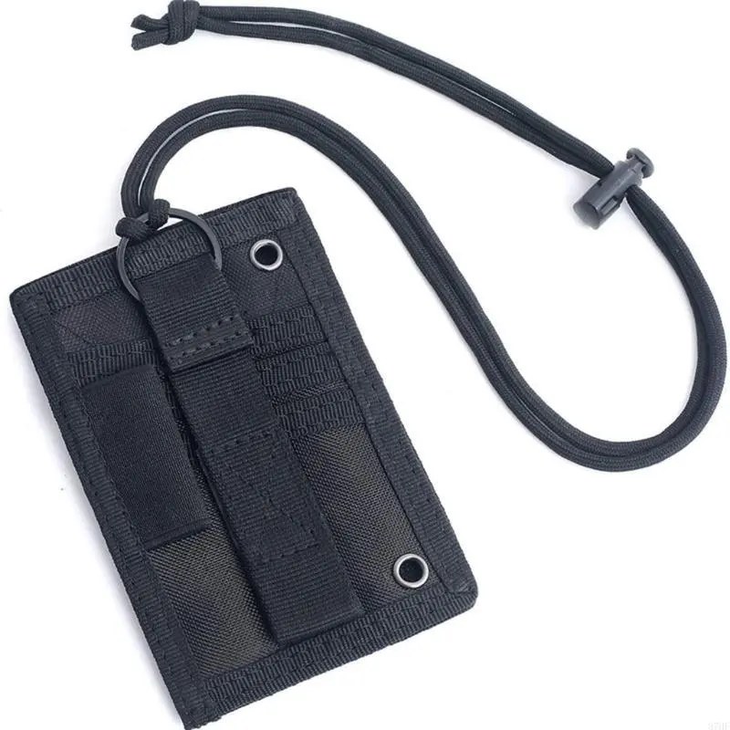 Tactically Card Holder Tours Guide Badge Holder Outdoor Travel Pouches Pen Purse with Lanyard Credit Card Organizers