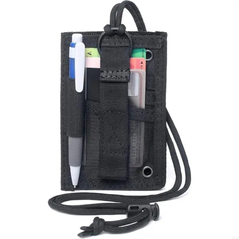 Tactically Card Holder Tours Guide Badge Holder Outdoor Travel Pouches Pen Purse with Lanyard Credit Card Organizers