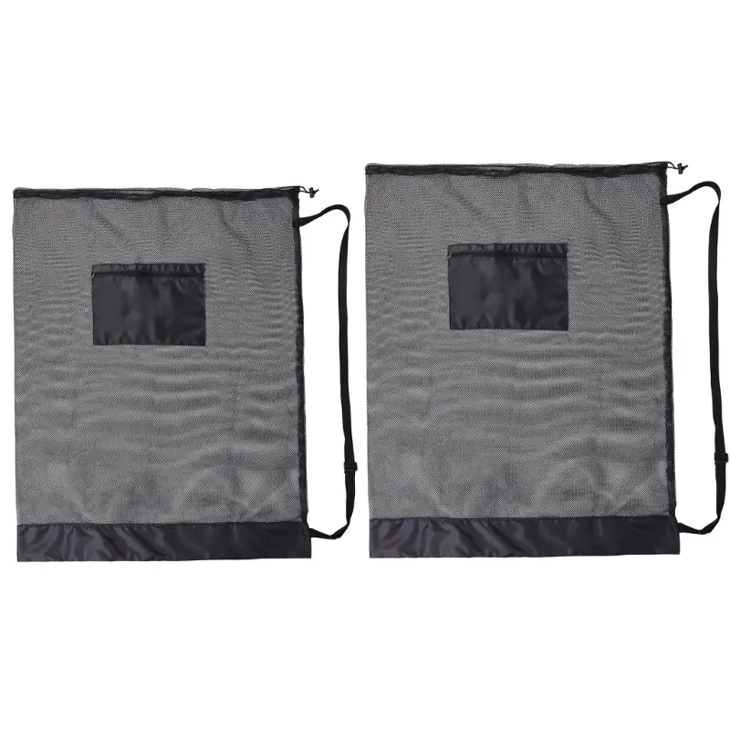 Mesh Soccer Ball Bag Extra Large Drawstring Basketball Storage Bag with Zipper Pocket Volleyball Football Net Pack Gym Bags