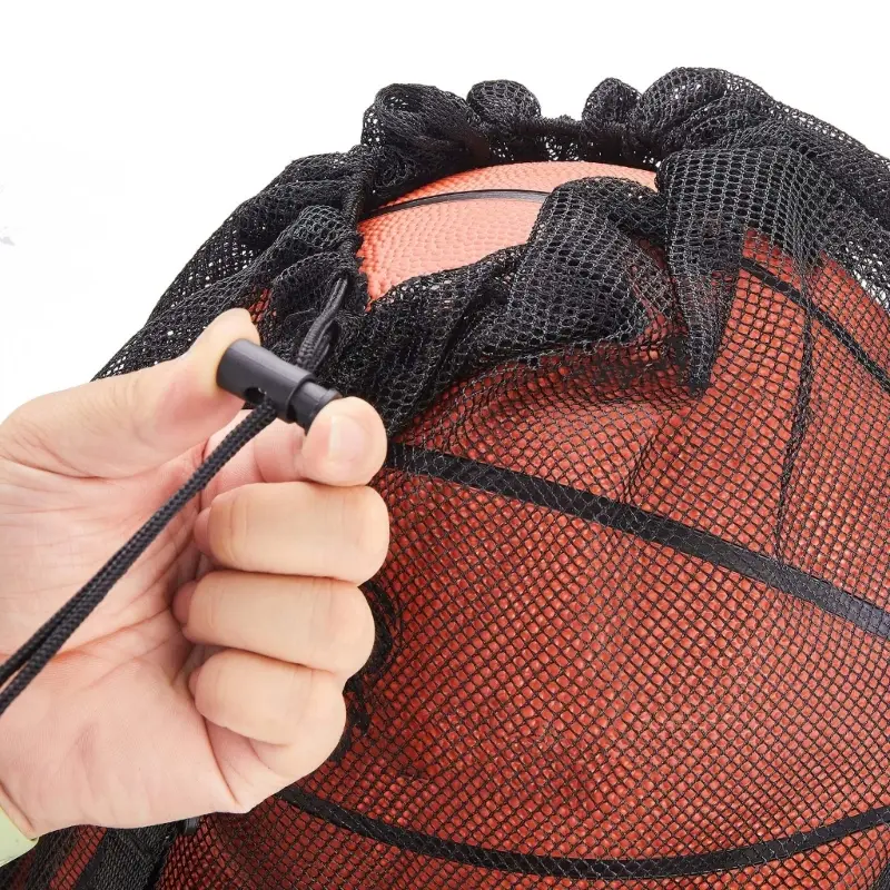 Mesh Soccer Ball Bag Extra Large Drawstring Basketball Storage Bag with Zipper Pocket Volleyball Football Net Pack Gym Bags