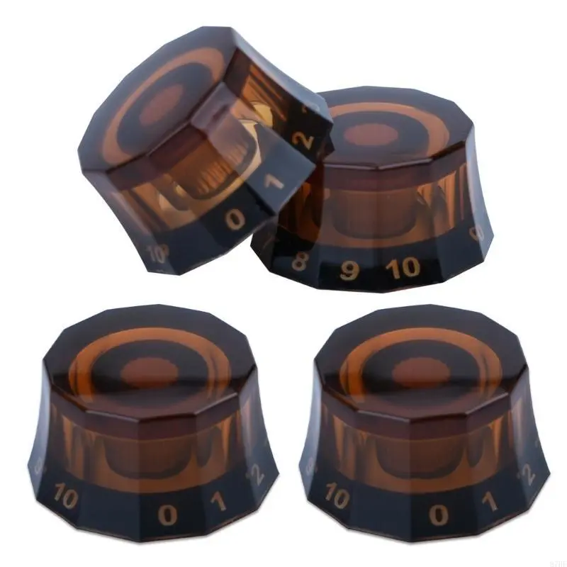 4Pcs Electric Guitar Bass Top Hat Knobs Replacements Clear Knobs Speed Volumes Tone Control Knobs Guitar Contral Knobs