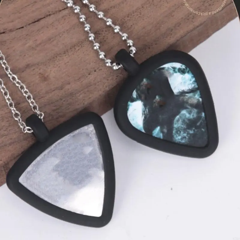 Silicone Musical Jewelry Guitar Picks Necklace Storage Solution Fashion Chain Necklace Suitable for Bass Players Present