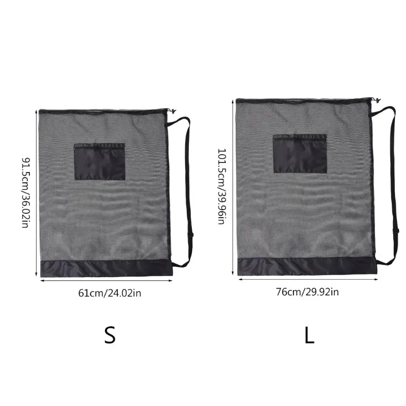 Mesh Soccer Ball Bag Extra Large Drawstring Basketball Storage Bag with Zipper Pocket Volleyball Football Net Pack Gym Bags