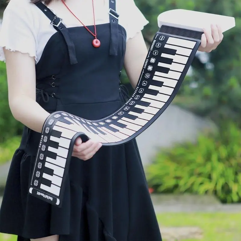 Portable 49 Roll up Piano Electronic Keyboard Foldable Electronic Piano Flexible Silicone Keyboard Easy to Carry