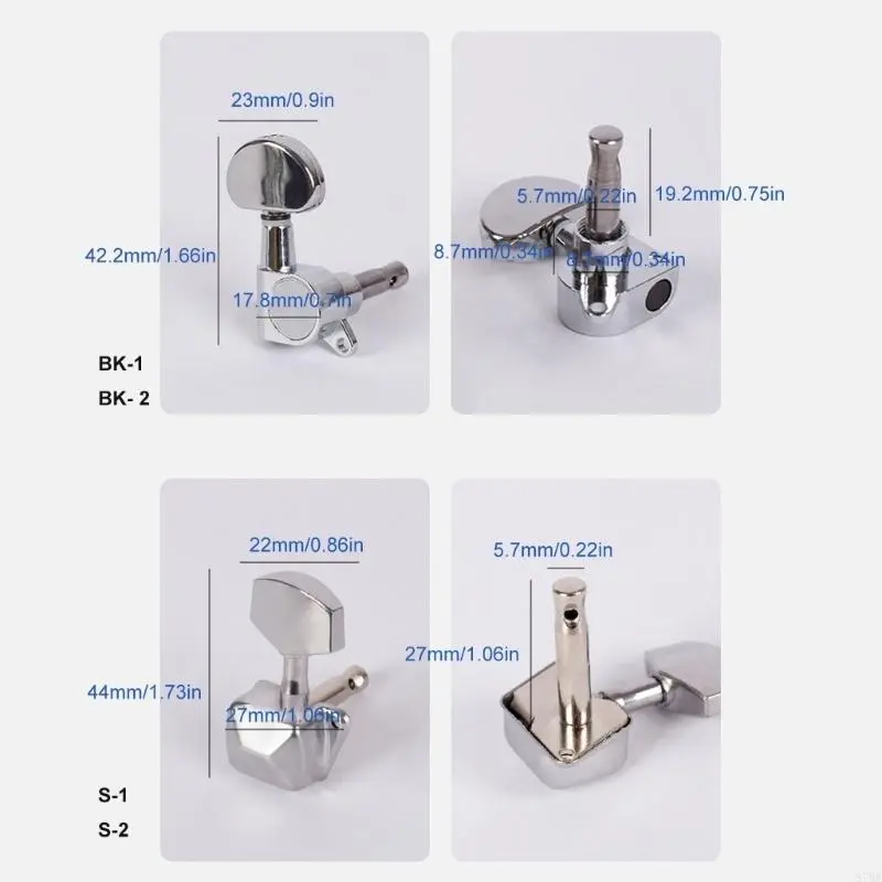 6Pcs 3L3R Metal Guitar Tunings Pegs Key Machine Head Knobs Easy to Install