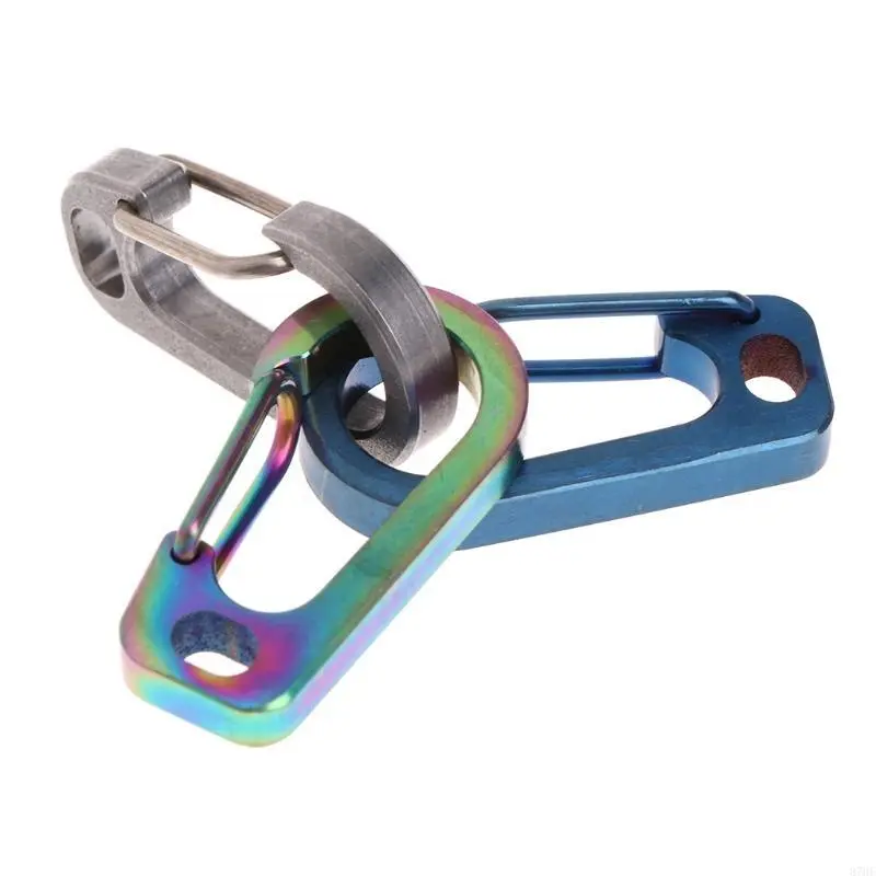 D Carabiner Keychain Spring Flat Hole Flashlight Buckle Outdoor Camping Tool