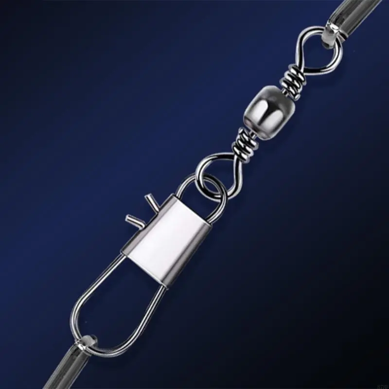 100Pcs High Strength Rolling Ball Bearing Fishing Barrels Swivels with Locking Fishing Baits Connectors Clip
