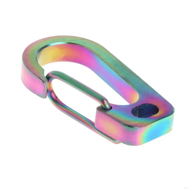 D Carabiner Keychain Spring Flat Hole Flashlight Buckle Outdoor Camping Tool