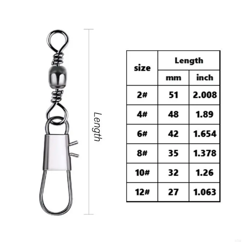 100Pcs High Strength Rolling Ball Bearing Fishing Barrels Swivels with Locking Fishing Baits Connectors Clip