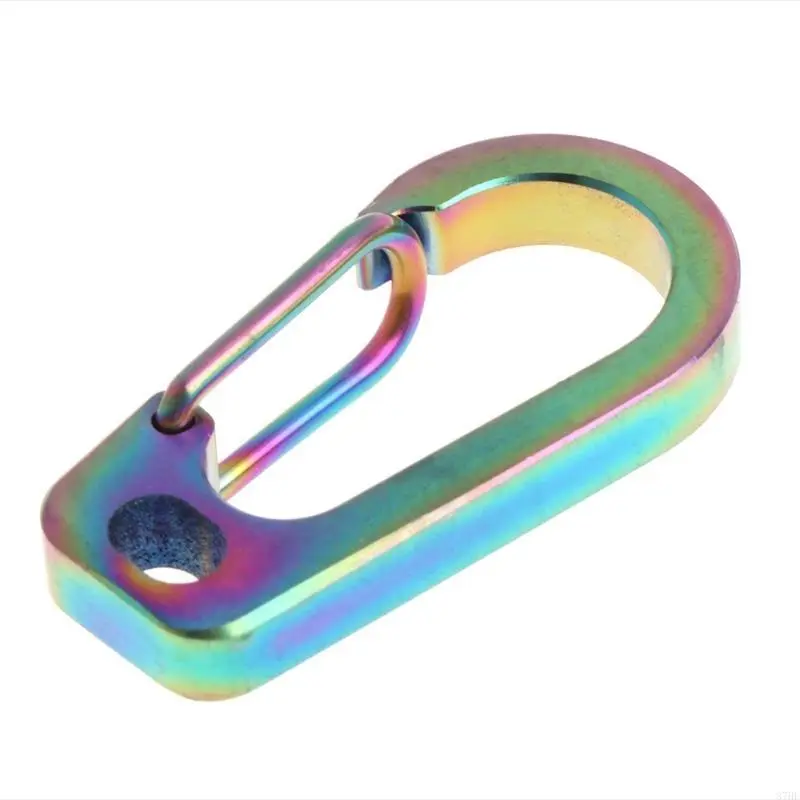 D Carabiner Keychain Spring Flat Hole Flashlight Buckle Outdoor Camping Tool