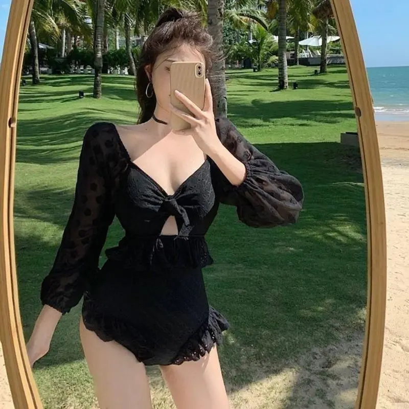 Women High Waist Bathing Suit 1 Pc Swimwear Fashionable Push Up Swimsuit