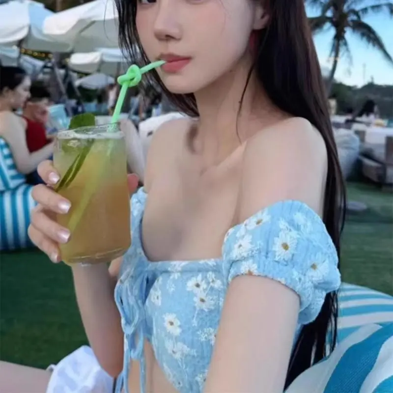 Women Hollows Out Swimsuit Female Push Up Swimwears 3 Pcs Split Bathing Suit with Beach Coverup Swimming Costume Set