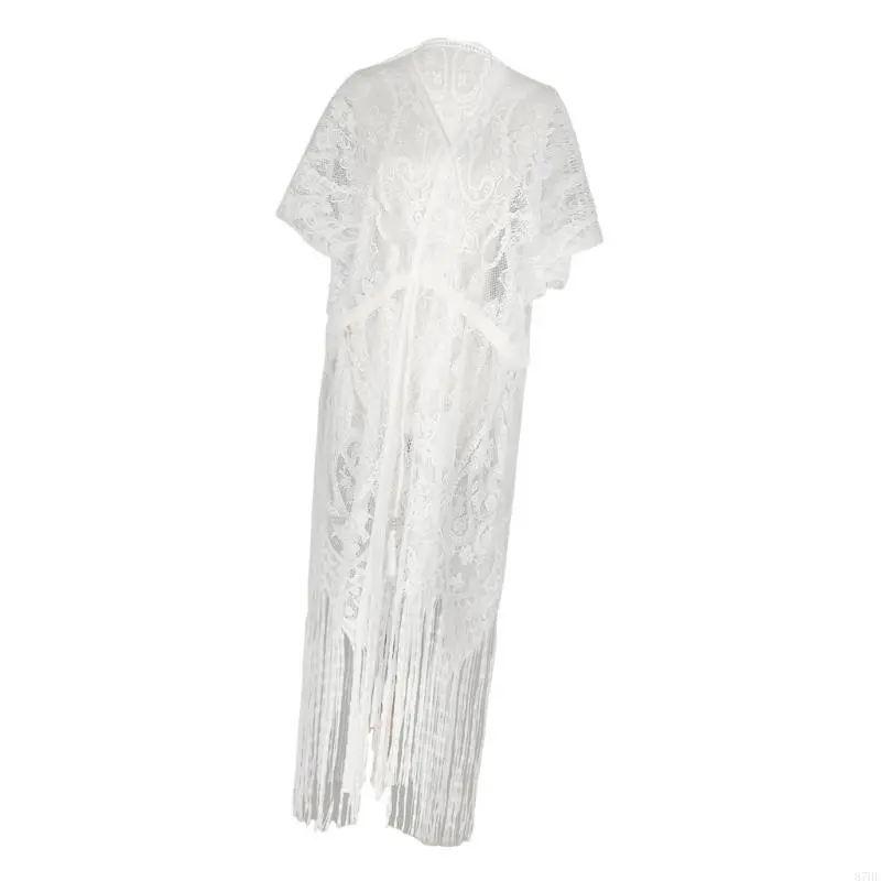 Fringed Swimwear Coverup Dress Casual Beach Holiday Outfit Cardigan Solid